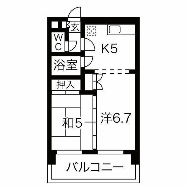北18条駅光ハイツ(2K/5階)の間取り写真