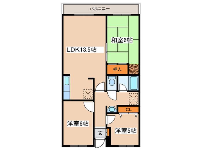 マンションパスチャー(3LDK/3階)の間取り写真