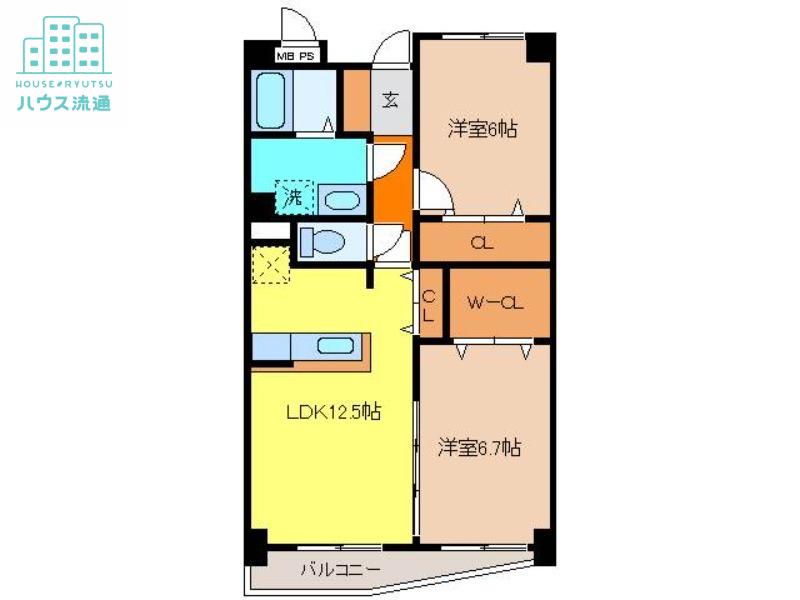パラディヒラムネ1(2LDK/3階)の間取り写真