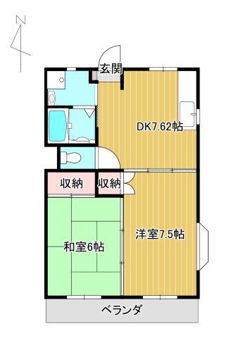 ビバリーコートくしま(2DK/1階)の間取り写真