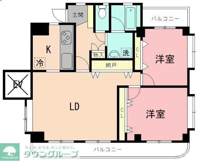 コア青葉(2LDK/3階)の間取り写真