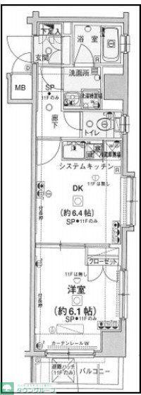 エクセリア荻窪(1DK/6階)の間取り写真