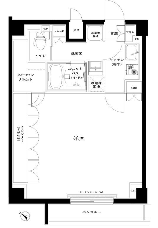 ルーブル旗の台弐番館(1K/4階)の間取り写真