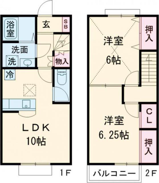 ファミーユ A(2LDK/1階)の間取り写真