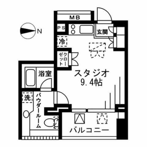 プライムアーバン四谷外苑東(ワンルーム/4階)の間取り写真