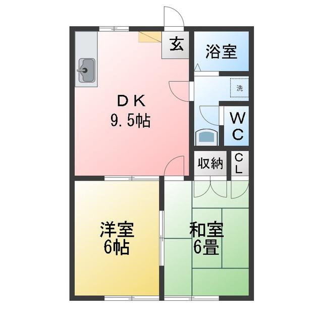 黒沼ハイツ(2DK/1階)の間取り写真
