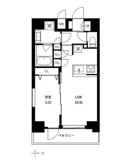 アーバンパーク浅草II(1LDK/3階)の間取り写真