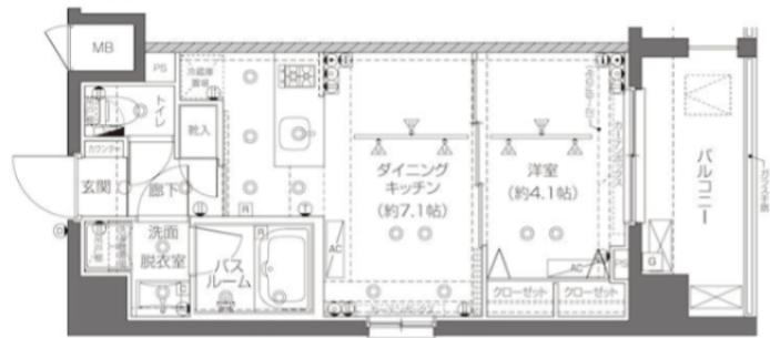 ZOOM新宿西落合(1DK/5階)の間取り写真