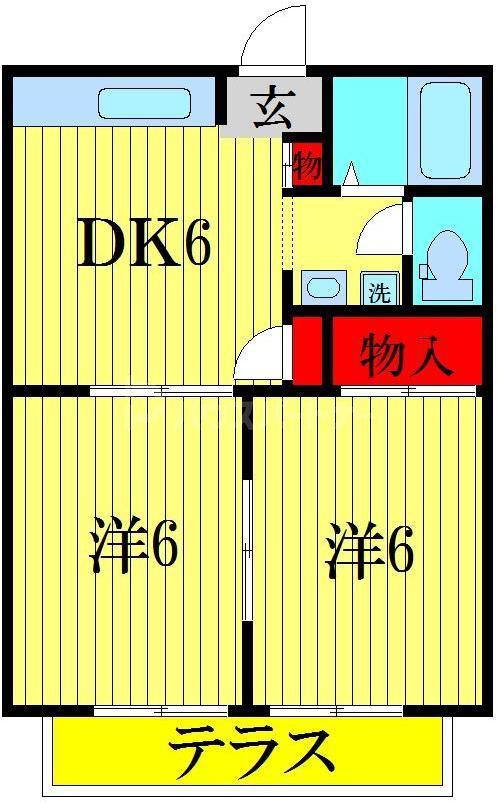 メゾンソレイユ(2DK/2階)の間取り写真