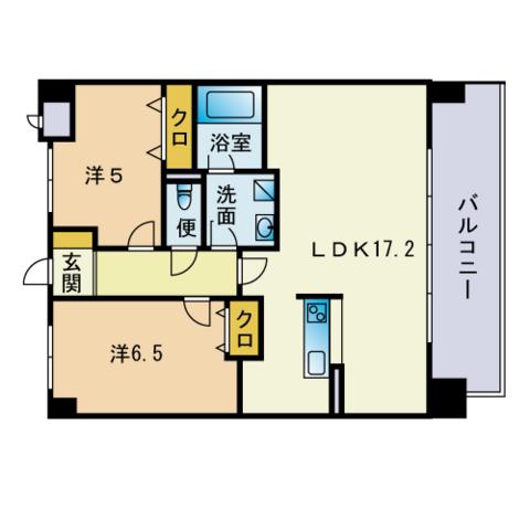 アロース博多(2LDK/4階)の間取り写真