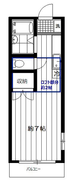 ホープハウス(ワンルーム/2階)の間取り写真