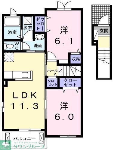 サウス プリムラ(2LDK/2階)の間取り写真