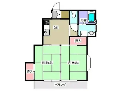 ムーンリットファウンテン(2K/2階)の間取り写真