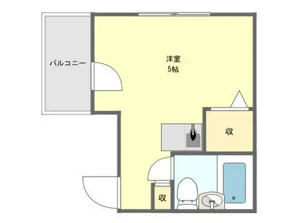 三宮パークハイム(ワンルーム/2階)の間取り写真