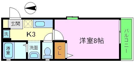 シャーメゾン桂(1K/2階)の間取り写真
