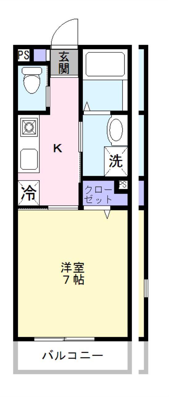 サンモール飯山満(1K/2階)の間取り写真