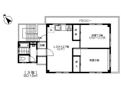パァムハウス(2LDK/3階)の間取り写真