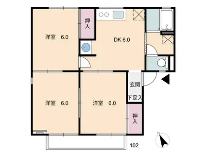 コーポ・セジュール(3DK/1階)の間取り写真