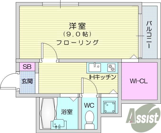 ART弥生町ヒルズ(1K/1階)の間取り写真
