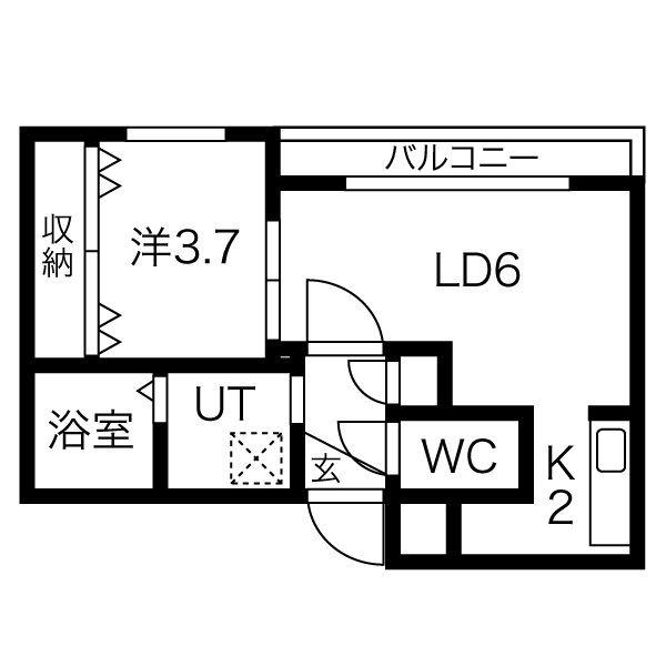 カラライズ琴似(1LDK/4階)の間取り写真