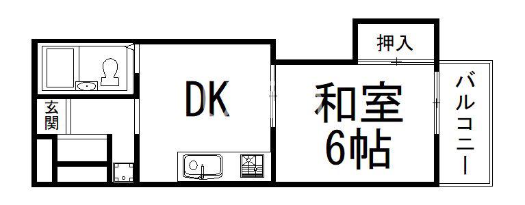 ハイツ奥田(1DK/2階)の間取り写真