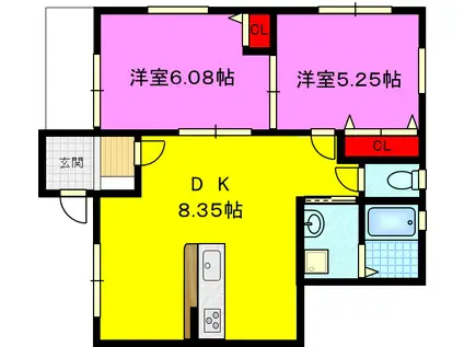 エスポワール鴻池(2LDK/1階)の間取り写真