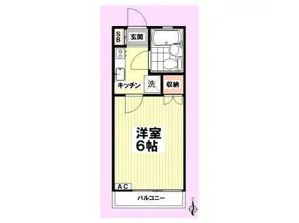 武蔵野ハイツ(1K/2階)の間取り写真