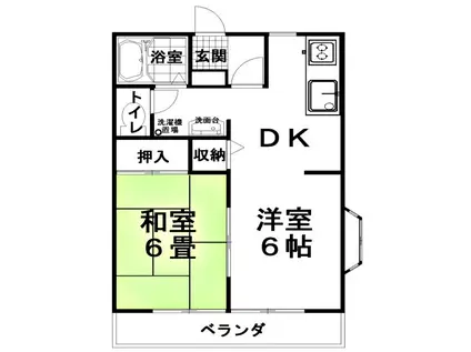 サンヴィレッヂKEI D(2DK/2階)の間取り写真