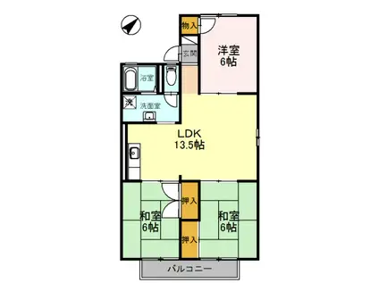 シティーハウス栄(3LDK/2階)の間取り写真
