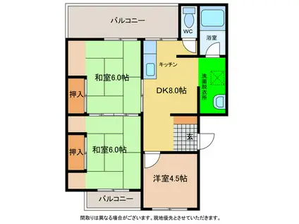 サニースクエア阿南(3DK/5階)の間取り写真