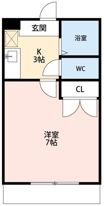 西岡崎フロイデ(1K/1階)の間取り写真