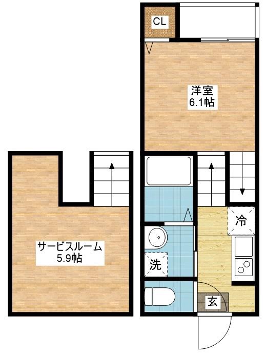 MODERN PALAZZO平和LIEBE(1SK/2階)の間取り写真