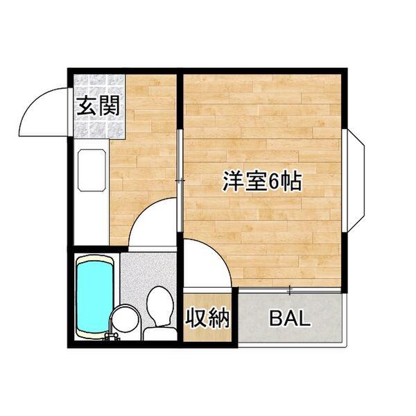 CABIN ABIKO ウエスト(1K/4階)の間取り写真