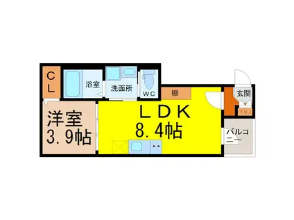 サニーガーデン黄金(1LDK/1階)の間取り写真