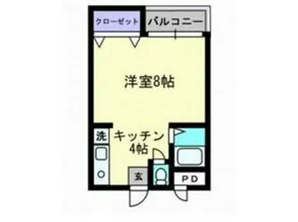 RO田園A(ワンルーム/2階)の間取り写真