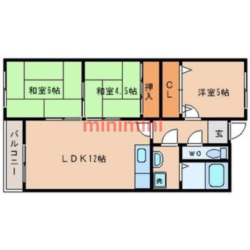 プランドール耳原(3LDK/4階)の間取り写真
