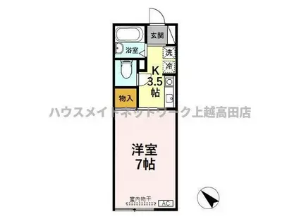 フォーシーズンC(1K/2階)の間取り写真