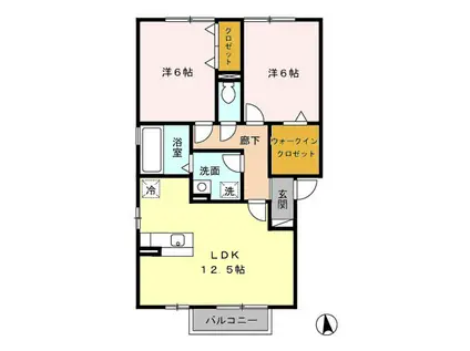 グランシャリオ(2LDK/2階)の間取り写真