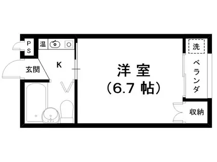 モアフィール若葉(1K/2階)の間取り写真