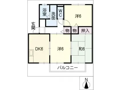 ベルシェール(3DK/2階)の間取り写真