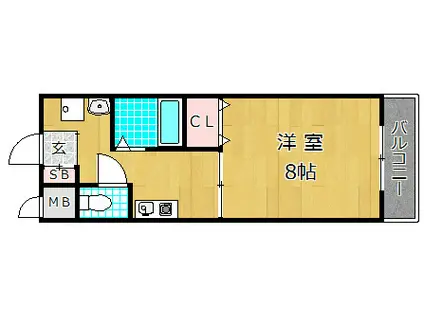 GRAND大垣内(1K/3階)の間取り写真