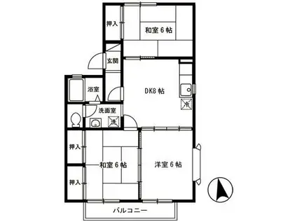 セジュール花渕 III(2LDK/1階)の間取り写真