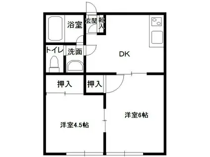 コーポ・サーティー(2DK/1階)の間取り写真