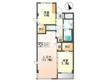 マノワールI(2LDK/3階)の間取り写真