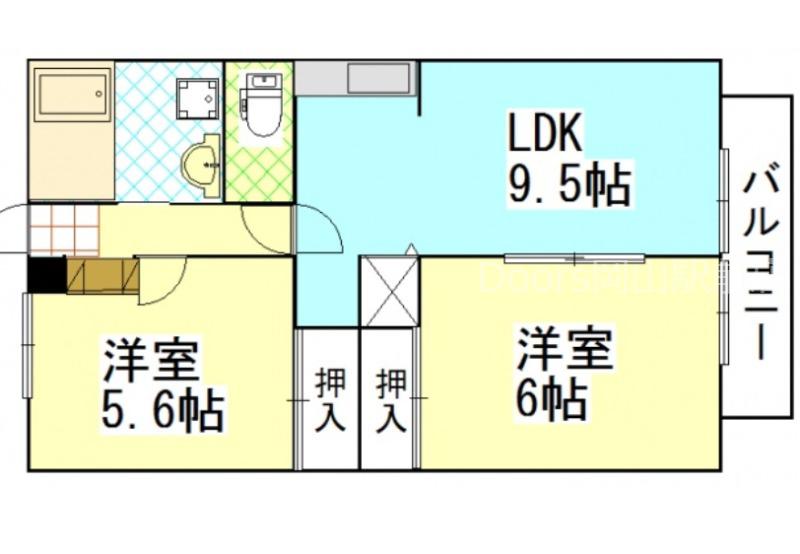 フレグランスK(2LDK/2階)の間取り写真