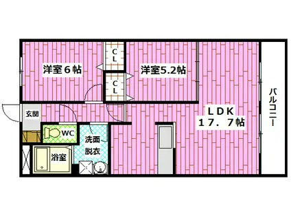 プロスペリティNAKAMURA(2LDK/2階)の間取り写真