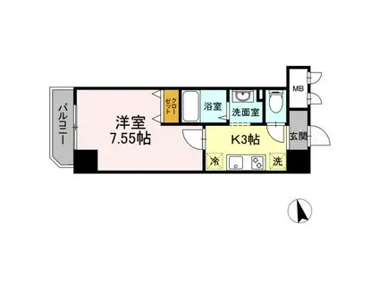 アンクレージュ西船橋(1K/7階)の間取り写真