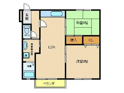 パセオ今田(2LDK/1階)の間取り写真