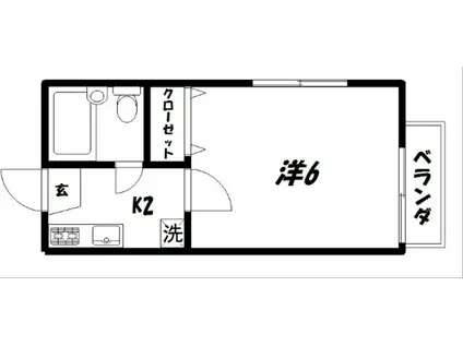 パルチアB(1K/2階)の間取り写真