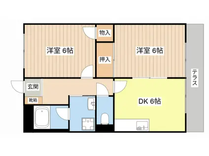 ロザージュII(2DK/1階)の間取り写真